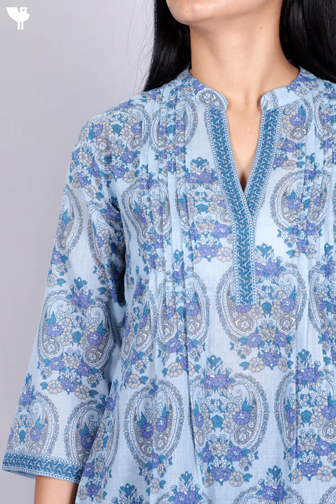 Mulmul Cotton Top In Floral Print